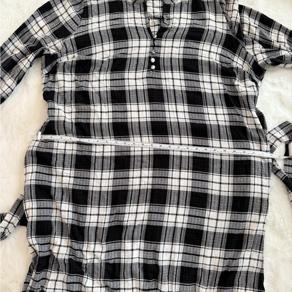 LANE BRYANT Flannel Plaid Shirtdress Black White Tie Waist Plus Size 22 - Picture 9 of 10